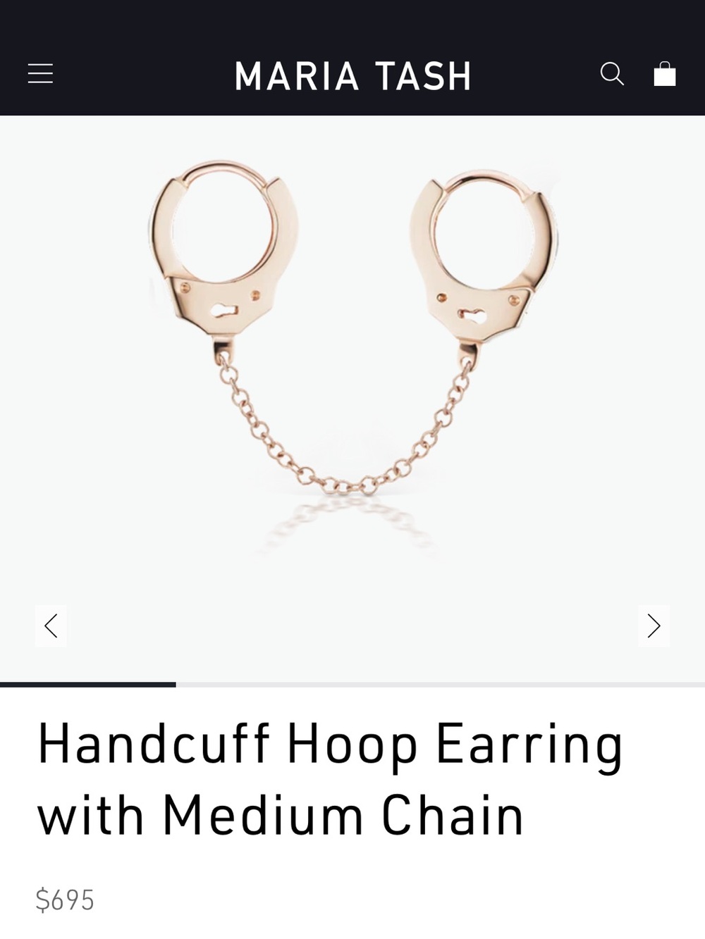 Maria Tash Handcuff Hoop Earring with medium Chain in Rose Gold 6.5mm